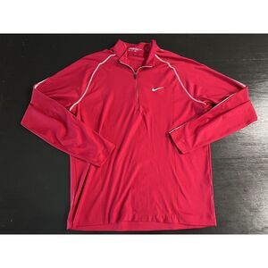 Nike Dri Fit Golf Flex Knit Half-Zip‎ Long Sleeve Shirt Red Medium 1/4 Pullover